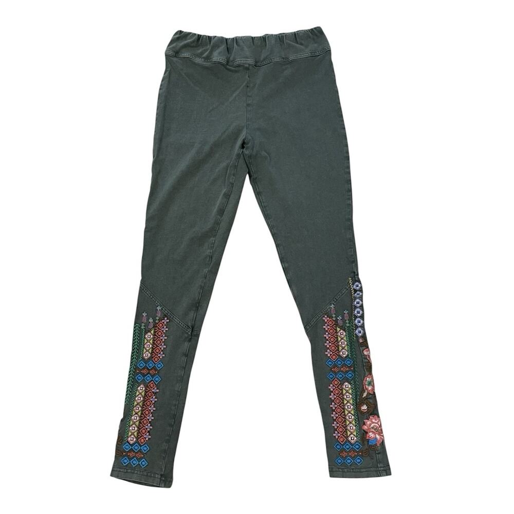 Sundance Embroidered Leggings Pants Olive Green Women’s Sz Medium Geometric Boho